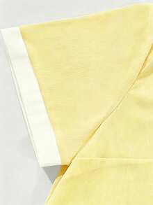 Franclia Áo kiểu nữ cỡ lớn màu hồng thanh lịch mới cho mùa hè, chất liệu chiffon, cổ trắng, dáng rộng, tay ngắn. Thích hợp cho mùa hè, lễ hội và các dịp nghỉ lễ. Đặc điểm nổi bật: cúc kim loại trang trí, kiểu dáng đa năng, cổ áo tương phản, dáng rộng, tay ngắn và vải xếp ly. Trang phục mùa tốt nghiệp, trang phục công sở thời trang, trang phục thường ngày năng động, trang phục chuyên nghiệp thành thị. - Màu vàng - Xem 4