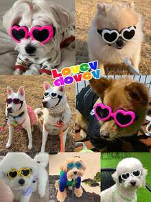 Heart-Shaped Dog Sunglasses UV Protection, Small Breed Puppy Goggles Waterproof Windproof Anti-Fog Adjustable Strap For Beach Outdoor - Multicolor - View 6