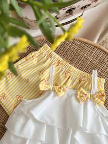 LMoss Kids 女宝宝夏季可爱度假荷叶边吊带背心和格子短裤套装 - 彩色 - 查看 4