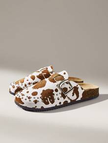 CUCCOO Women Casual Versatile Plush Round Toe Fluffy Flat Slippers For Christmas - Camel - View 1