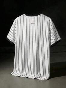 NEON BLANC 男士休闲字母图案条纹边饰短袖T恤，夏季 - 白色 - 查看 2