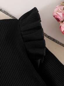 SHEIN Elladie kids 2件套青少年女孩休闲纯色长袖T恤和裙子套装 - 彩色 - 查看 4