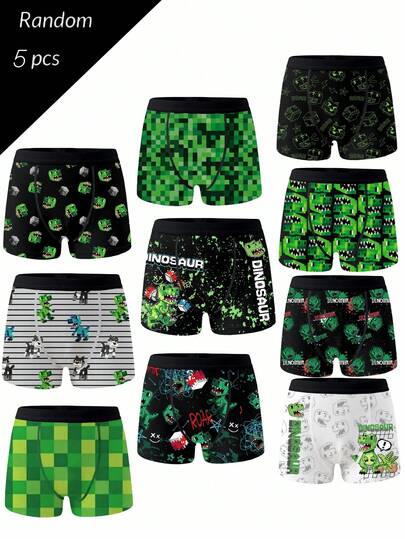 Bộ 10 quần lót boxer cho bé trai tuổi teen, phù hợp mọi mùa, màu đen, xanh lá cây, xám, in hình khủng long và quái vật, đồ mặc nhà. Chất liệu vải dệt kim mềm mại, thân thiện với da, thoải mái, thoáng khí, đa năng, phong cách hiện đại, cổ điển. Cạp quần co giãn chất lượng cao, bền bỉ, thiết yếu hàng ngày, giá trị tuyệt vời, nhiều lựa chọn cho trẻ năng động, đồ mặc nhà thư giãn, chất liệu cao cấp, nhẹ, linh hoạt mang lại sự thoải mái tối đa trong mọi hoạt động suốt cả ngày.