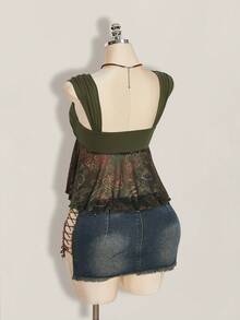 SHEIN ICON 女士度假风拼接腰果印花系带吊带背心 - 彩色 - 查看 11