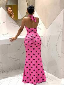 Slaydiva Đầm đuôi cá cổ chữ V sâu, thanh lịch, mẫu mới năm 2025, thích hợp cho tiệc tùng, sinh nhật, quán bar, hộp đêm, ngày Valentine, Halloween, Giáng sinh - Màu nâu - Nhiều màu - Xem 5