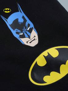 Maija Kids BATMAN X SHEIN Maija Kids 3件套男童图案针织柔软圆领短袖T恤，披肩领，松紧腰短裤套装 - 彩色 - 查看 5