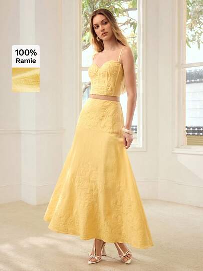 MOTF PREMIUM WOMEN'S COTTON LINEN EMBROIDERED FITTED CAMISOLE TOP, SPRING/SUMMER