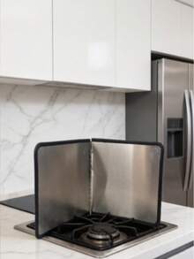 1PC Double Layer Stainless Steel Splash Guard - Heatproof, Non-Stick Kitchen Stove Protector, Foldable Panels For Home, RV, Camping - Multicolor - View 6
