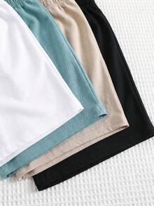 SHEIN 8件套男童舒适休闲日常百搭字母印花短袖T恤短裤套装，适合春夏穿着，日常穿着、运动、郊游、上学、聚会、节日、拍照、返校季等场合皆宜。 - 彩色 - 查看 6