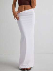 Women Straight Fit Long Vacational Skirt - White - View 3