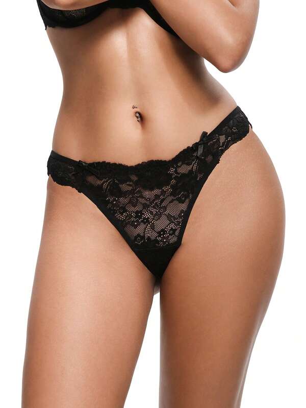 SHEIN 3 pièces Culottes de bikini en dentelle florale confortables et élégantes pour femmes