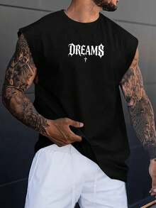 Torvinic 宽松街头时尚哥特十字架标语黑色背心 - 黑色 - 查看 5