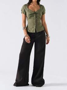 LYSMO 2026 New Minimalist Spring/Summer Women's Fashion Plaid Belted Shirt, Summer Blouse - Multicolor - View 7