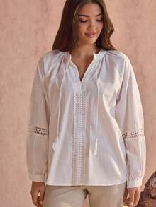 Women Boho Embroidery Detailed Blouses - White - View 3