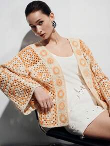 SHEIN 女士宽松落肩长袖开衫 - 藕粉色 - 查看 7