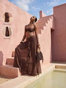 Zivah 最新款女士优雅镂空雪纺半身裙罩衫，适合海滩、泳池派对、度假，棕色 - 棕色 - 查看 6