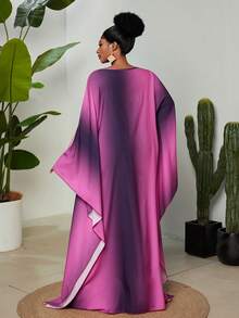 Maweii Plus Size Women Round Neck Color Block Casual Party Dress - Multicolor - View 6