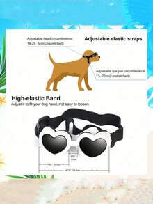 Heart-Shaped Dog Sunglasses UV Protection, Small Breed Puppy Goggles Waterproof Windproof Anti-Fog Adjustable Strap For Beach Outdoor - Multicolor - View 3