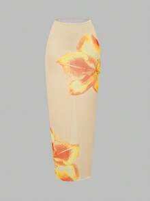 Swim Oasis Women's Fashion Beach Swimsuit Set, Warm-Toned Base Color Coordinated With Floral Print, Exuding A Relaxed Beach Vibe - Multicolor - View 4