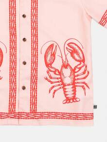SUMWON Boys Tween Summer Lobster Print Button Down Short Sleeve Shirt And Shorts Coordinate Set Beach Vacation Outfit - Orange - View 3