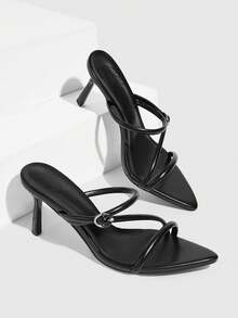 CUCCOO SZL Giày sandal cao gót mũi nhọn cho nữ, thích hợp cho mùa hè. - màu đen - Xem 2