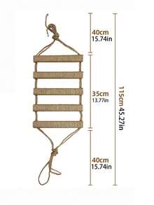 1 pieza Escalera colgante para gatos de sisal, de longitud 50cm/100cm, de madera de pino natural resistente, carga máxima de 12kg (26lb), para jugar, trepar y arañar - Albaricoque - Ver 2