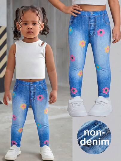 Bubblio Babygirl Casual Comfortable Elastic Waist Knit Blue Pants