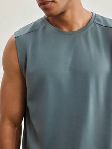 Driftmere Men Solid Tank Top Gym - Blue - View 5