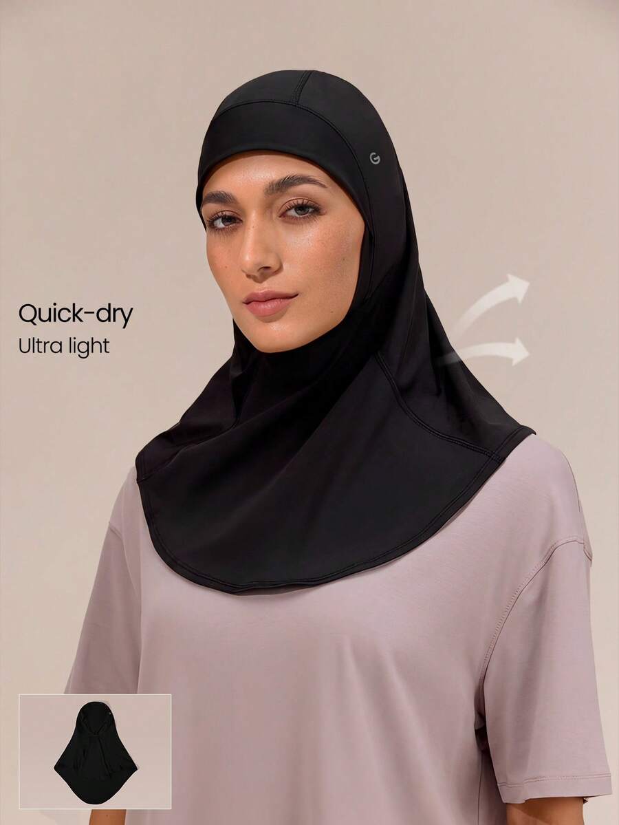 GLOWMODE Goal Chaser Stretchy Sweat-Wicking Breathable Reflective Adjustable Tie Mesh Performance Hijab Headscarf Running Training Gym Daily Active - Black - View 1