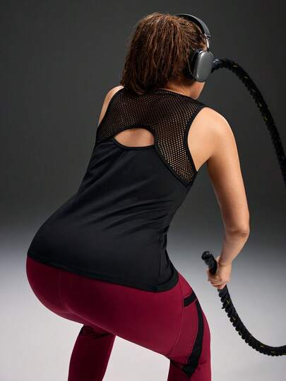 Powerista 大码女式纯色镂空拼接运动背心