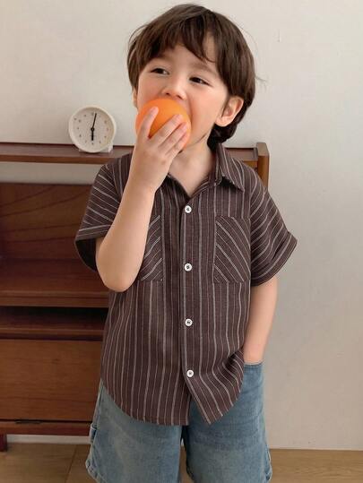 Dazy Kids Young BoyShort Sleeve Striped Casual Shirt