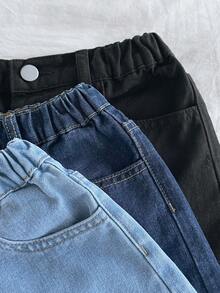 SHEIN Shorts vaqueros informales y sueltos, paquete múltiple, todo a juego, para niñas - Multicolor - Ver 7