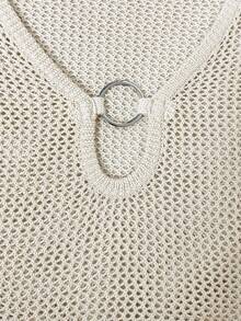 Balvessa Hollow Out Cover-Up Dress, Flattering For Beach Vacation In Summer - Apricot - View 7