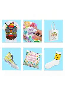 12-Color/24-Color Fabric Markers, Vibrant Fabric Paint Markers, Suitable For Clothing, Canvas Bags, T-Shirts And Shoes – Essential For Back-To-School Season. - multicolor - View 2