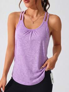 女士运动T恤和背心 - 紫色 - 查看 2