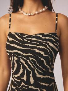 Aralina Summer Women's Linned Sheer Going Out Party Zebra Printed Party Holiday Vacation Mini Dress - Black and White - View 3