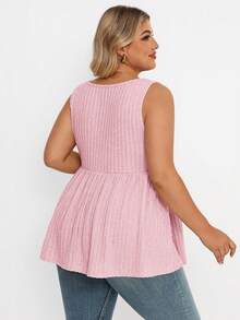 Plussiva Plus Size Maternity Button-Up Casual Blouse, Suitable For Outings And Vacations - Pink - View 2