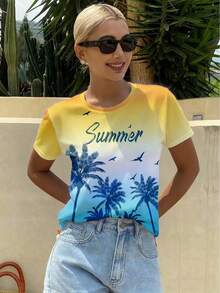 BamGleam Women's Summer Short Sleeve Letter "Rest" T-Shirt - Multicolor - View 1