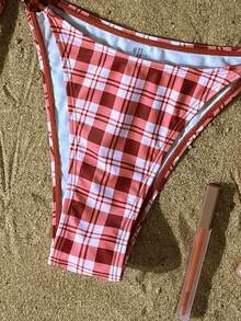 Swim Mod Bộ bikini hai mảnh kẻ caro đỏ trơn tuyệt đẹp cho mùa Xuân/Hè 2026, đồ bơi gợi cảm có đệm mút, lý tưởng cho kỳ nghỉ biển. - Nhiều màu - Xem 4