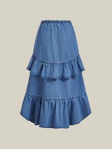 Selenza Women's Blue Denim Skirt, Casual & Fashionable For Daily Wear - Blue - View 4