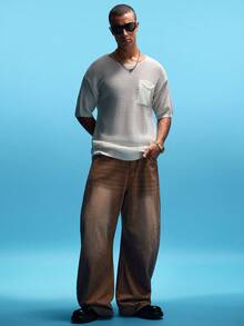 NobleFwd 复古 Y2K 街头风宽松棕色水洗休闲筒状牛仔裤（男士款） - 棕色 - 查看 6