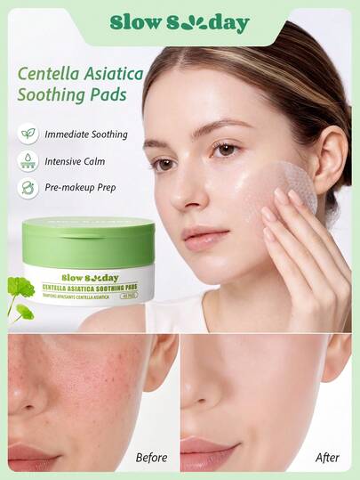 Slow Sunday Centella Asiatica Soothing Pads, Gel Toner Pads, With Centella Asiatica & Collagen & Sodium Hyaluronate, Soothing & Calming, Plumps & Smooths The Skin, For Glass Skin Glow & Makeup Prep, Korean Skin Care, Ideal For All Skin Types, Suitable For Summer