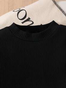 SHEIN Elladie kids 2件套青少年女孩休闲纯色长袖T恤和裙子套装 - 彩色 - 查看 6