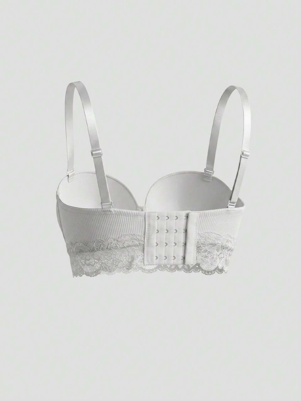 Lace Patchwork Adjustable Spaghetti Strap Slight Push-Up Bra For Women