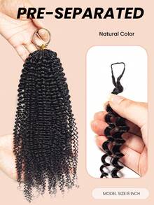 Boho Braids Tóc giả móc sợi xoăn tự nhiên không thắt nút dành cho nữ, trọng lượng 50g/150g/250g, đã được tách sẵn, kiểu tóc móc sợi mảnh, tóc xoăn tít, tóc thật 12A siêu nhẹ, màu đen tự nhiên. - Natural Black - Xem 3