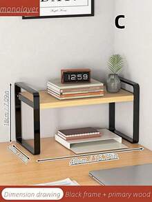 1PC Multi Layer Wooden And Metal Multi Purpose Desktop Storage Rack Student Bookshelf Office Computer Display Shelf Kitchen Organizer Bathroom Caddy Cosmetic Holder For Living Room Kitchen Dining Room Bathroom Bedroom Home Organization Space Saving Sturdy Versatile Holiday Gift - Multicolor - View 5