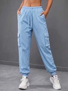 SHEIN Women Sports Pants - Dusty Blue - View 3