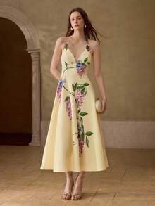 MOTF PREMIUM ELEGANT ELASTIC COMFORTABLE PRINTED & EMBROIDERED DRESS, SPRING/SUMMER - Multicolor - View 4