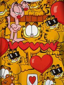 GARFIELD | SHEIN Áo thun nữ cỡ lớn in hình hoạt hình, cổ tròn, tay ngắn, kiểu dáng thường ngày. - trắng - Xem 4