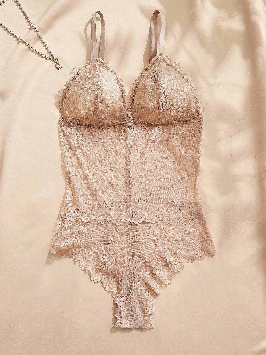 Charlaine Women's Sexy Lace Jumpsuit - Khaki - View 1